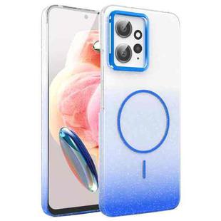 For Xiaomi Redmi 12 4G Gold Diamond Glitter Gradient MagSafe Shockproof Phone Case(Blue)