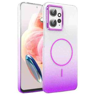 For Xiaomi Redmi Note 12 4G Gold Diamond Glitter Gradient MagSafe Shockproof Phone Case(Purple)