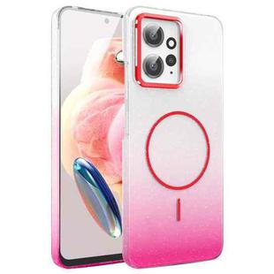 For Xiaomi Redmi Note 12 4G Gold Diamond Glitter Gradient MagSafe Shockproof Phone Case(Red)