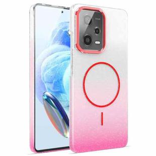 For Xiaomi Redmi Note 12 Pro 4G Gold Diamond Glitter Gradient MagSafe Shockproof Phone Case(Red)