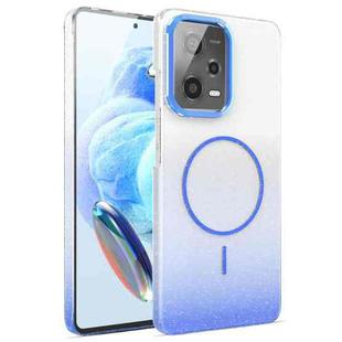 For Xiaomi Redmi Note 12 Pro 5G Gold Diamond Glitter Gradient MagSafe Shockproof Phone Case(Blue)