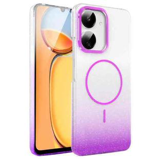 For Xiaomi Redmi 13C 4G / 5G Gold Diamond Glitter Gradient MagSafe Shockproof Phone Case(Purple)