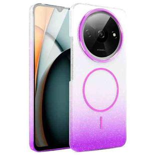 For Xiaomi Poco M6 4G Gold Diamond Glitter Gradient MagSafe Shockproof Phone Case(Purple)