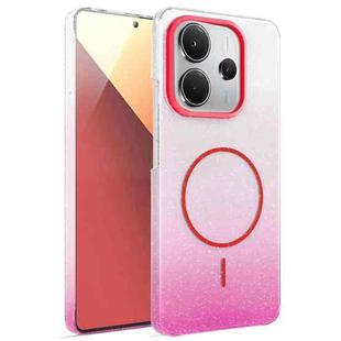 For Redmi Note 14 4G Global 163.25mm Gold Diamond Glitter Gradient MagSafe Shockproof Phone Case(Red)