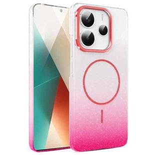 For Xiaomi Redmi Note 14 5G Gold Diamond Glitter Gradient MagSafe Shockproof Phone Case(Red)