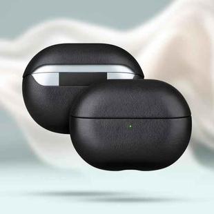 For Huawei FreeBuds Pro 4 Grained Genuine Leather Bluetooth Headset Protective Case(Black)