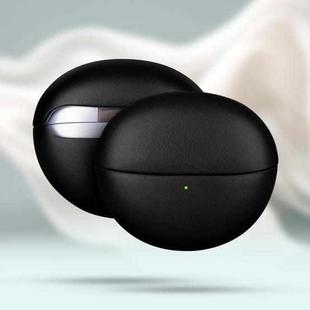 For Huawei FreeClip Grained Genuine Leather Bluetooth Headset Protective Case(Black)