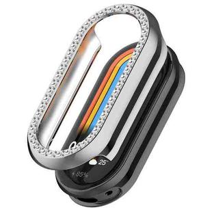 For Xiaomi Smart Band 10 / 10 NFC Single Row Diamond Half Coverage Hollow TPU Watch Cover(Silver)