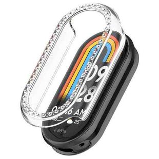 For Xiaomi Smart Band 10 / 10 NFC Single Row Diamond Half Coverage Hollow TPU Watch Cover(Transparent White)