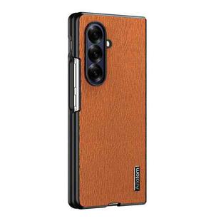 For Samsung Galaxy Z Fold7 5G Tree Bark Leather Shockproof Phone Case(Brow)