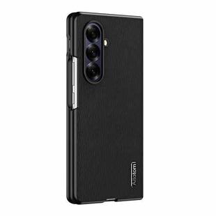 For Samsung Galaxy Z Fold7 5G Tree Bark Leather Shockproof Phone Case(黑色)