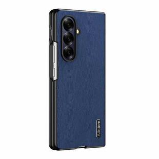 For Samsung Galaxy Z Fold7 5G Tree Bark Leather Shockproof Phone Case(蓝色)