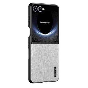For Samsung Galaxy Z Flip7 5G Tree Bark Leather Shockproof Phone Case(White)