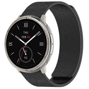 For Amazfit Active 2 / Active 2 Square Cloud Wood Grain Silicone Soft Magnetic Watch Band(Black)