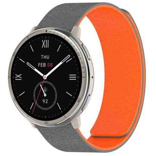 For Amazfit Active 2 / Active 2 Square Cloud Wood Grain Silicone Soft Magnetic Watch Band(Gray Orange)
