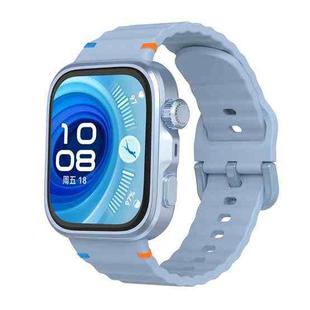 For Huawei Watch Fit 4 Pro / Fit 4 / Fit 3 Wave Texture Stitched Color Buckle Silicone Watch Band(Light Blue)