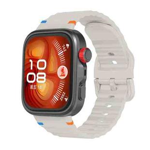 For Huawei Watch Fit 4 Pro / Fit 4 / Fit 3 Wave Texture Stitched Color Buckle Silicone Watch Band(Starlight)