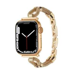 For Apple Watch 46mm / 49mm / 45mm / 44mm Copper Chain Metal Watch Band(Gold)