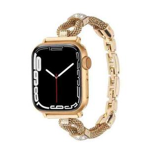 For Apple Watch 46mm / 49mm / 45mm / 44mm Copper Chain Diamonds Metal Watch Band(Gold)