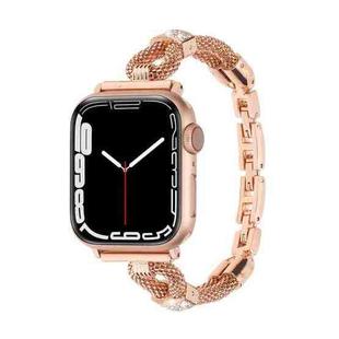 For Apple Watch 42mm / 41mm / 40mm / 38mm Copper Chain Diamonds Metal Watch Band(Rose Gold)