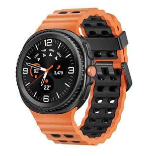 For Samsung Galaxy Watch 8 40 / 44mm Ocean Style Quick Release Buckle Two Color Silicone Watch Band(Orange Black)