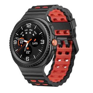 For Samsung Galaxy Watch 8 40 / 44mm Ocean Style Quick Release Buckle Two Color Silicone Watch Band(Black Red)
