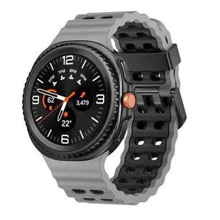 For Samsung Galaxy Watch 8 40 / 44mm Ocean Style Quick Release Buckle Two Color Silicone Watch Band(Gray Black)
