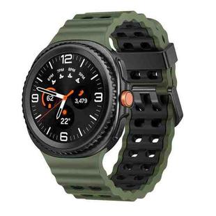 For Samsung Galaxy Watch 8 40 / 44mm Ocean Style Quick Release Buckle Two Color Silicone Watch Band(Army Green Black)