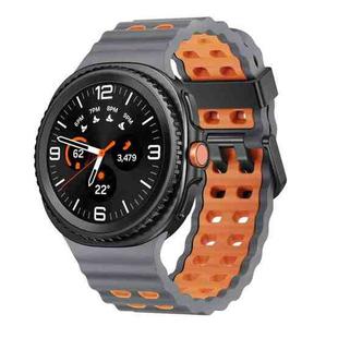 For Samsung Galaxy Watch 8 40 / 44mm Ocean Style Quick Release Buckle Two Color Silicone Watch Band(Space Grey Orange)