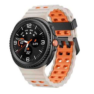 For Samsung Galaxy Watch 8 40 / 44mm Ocean Style Quick Release Buckle Two Color Silicone Watch Band(Starlight Orange)
