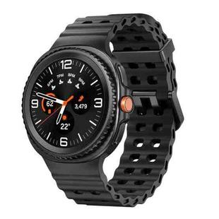 For Samsung Galaxy Watch 8 40 / 44mm Ocean Style Quick Release Buckle Solid Color Silicone Watch Band(Black)