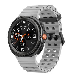 For Samsung Galaxy Watch 8 40 / 44mm Ocean Style Quick Release Buckle Solid Color Silicone Watch Band(Gray)