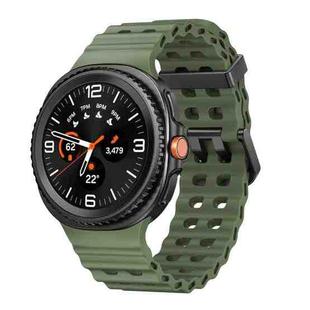 For Samsung Galaxy Watch 8 40 / 44mm Ocean Style Quick Release Buckle Solid Color Silicone Watch Band(Army Green)