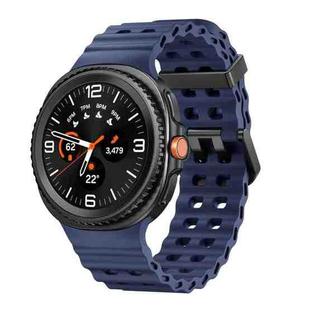 For Samsung Galaxy Watch 8 40 / 44mm Ocean Style Quick Release Buckle Solid Color Silicone Watch Band(Midnight Blue)
