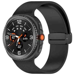 For Samsung Galaxy Watch8 / Watch8 Classic Small Plaid Texture Magnetic Buckle Silicone Watch Band(Black)
