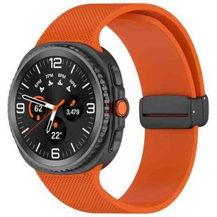 For Samsung Galaxy Watch8 / Watch8 Classic Small Plaid Texture Magnetic Buckle Silicone Watch Band(Orange)