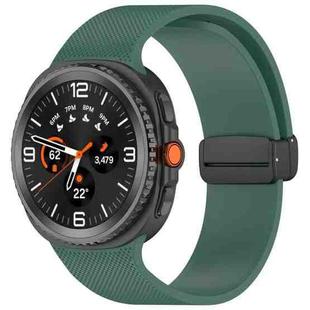 For Samsung Galaxy Watch8 / Watch8 Classic Small Plaid Texture Magnetic Buckle Silicone Watch Band(Dark Green)