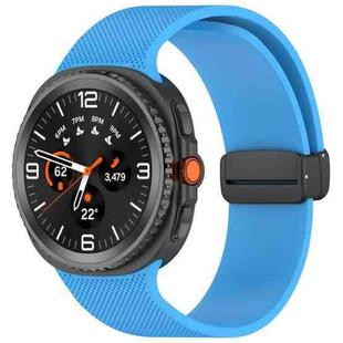For Samsung Galaxy Watch8 / Watch8 Classic Small Plaid Texture Magnetic Buckle Silicone Watch Band(Sky Blue)