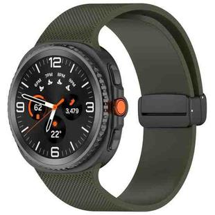 For Samsung Galaxy Watch8 / Watch8 Classic Small Plaid Texture Magnetic Buckle Silicone Watch Band(Army Green)