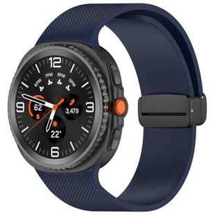 For Samsung Galaxy Watch8 / Watch8 Classic Small Plaid Texture Magnetic Buckle Silicone Watch Band(Midnight Blue)
