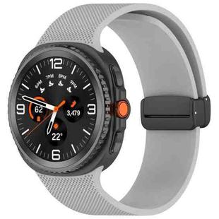For Samsung Galaxy Watch8 / Watch8 Classic Small Plaid Texture Magnetic Buckle Silicone Watch Band(Light Gray)