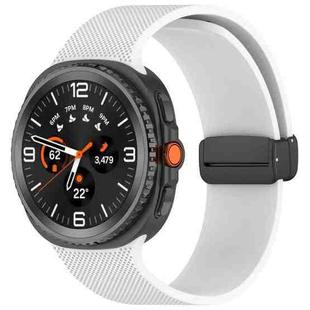For Samsung Galaxy Watch8 / Watch8 Classic Small Plaid Texture Magnetic Buckle Silicone Watch Band(White)