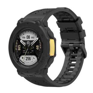 For Huami Amazfit T-Rex 2 Silicone Watch Cover Integrated Sport Silicone Watch Band(Black)