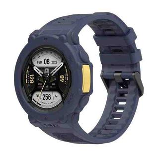 For Huami Amazfit T-Rex 2 Silicone Watch Cover Integrated Sport Silicone Watch Band(Deep Blue)
