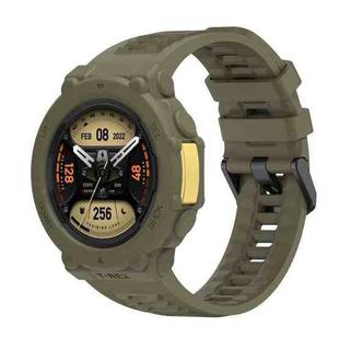 For Huami Amazfit T-Rex 2 Silicone Watch Cover Integrated Sport Silicone Watch Band(Forest Green)