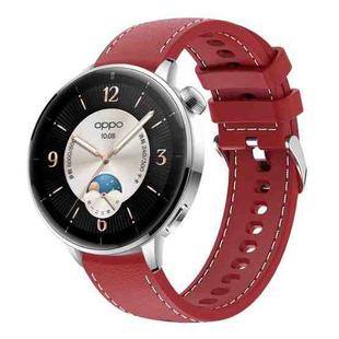 18mm Stitched Silicone Watch Band(Wine Red)