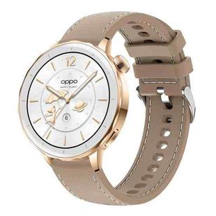 18mm Stitched Silicone Watch Band(Desert Silver)