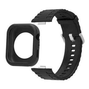 For Huawei Watch Fit 4 Silicone Watch Cover Integrated Wave Texture Silicone Watch Band(Black)