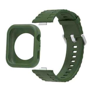 For Huawei Watch Fit 4 Silicone Watch Cover Integrated Wave Texture Silicone Watch Band(Army Green)