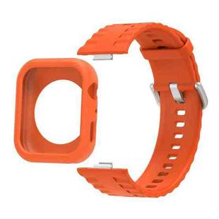 For Huawei Watch Fit 4 Silicone Watch Cover Integrated Wave Texture Silicone Watch Band(Orange)